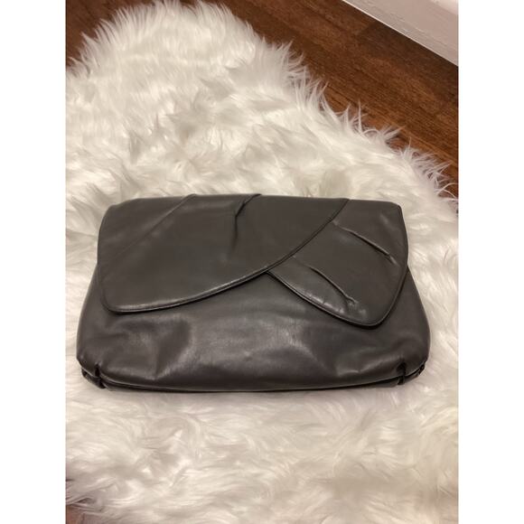 Morris Moskowitz Large Vintage Abstract Gray Shoulder Leather Bag 90's Clutch - Picture 7 of 7